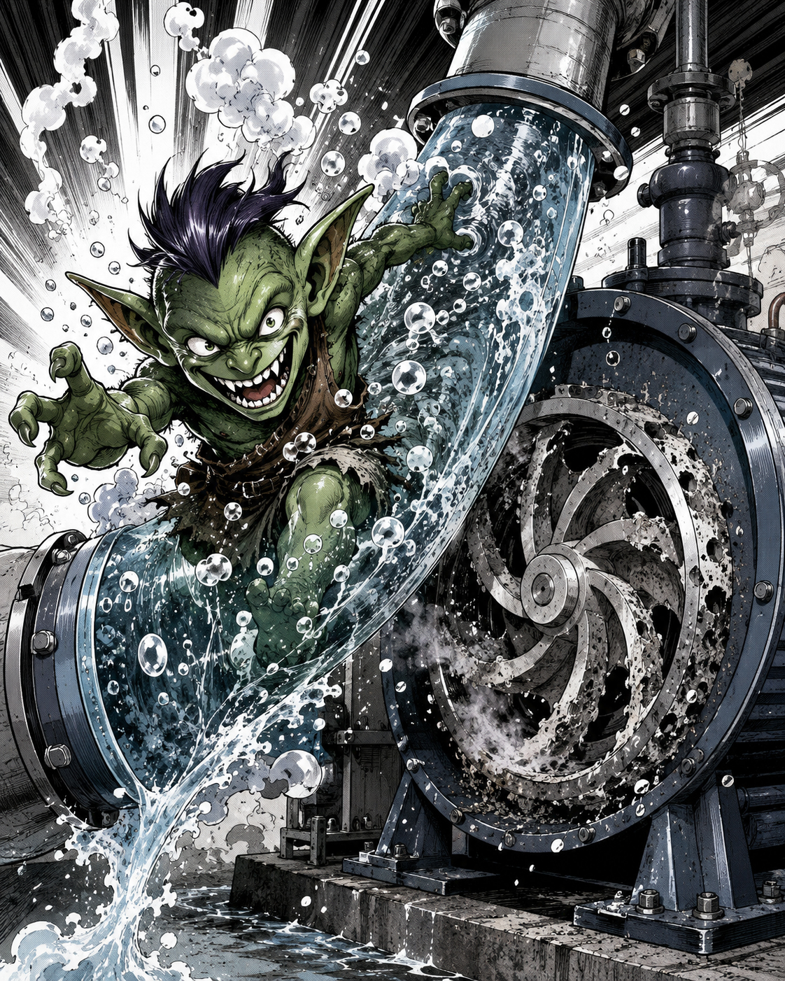 Cavitation Goblin in a pump suction line representing air and inlet trouble