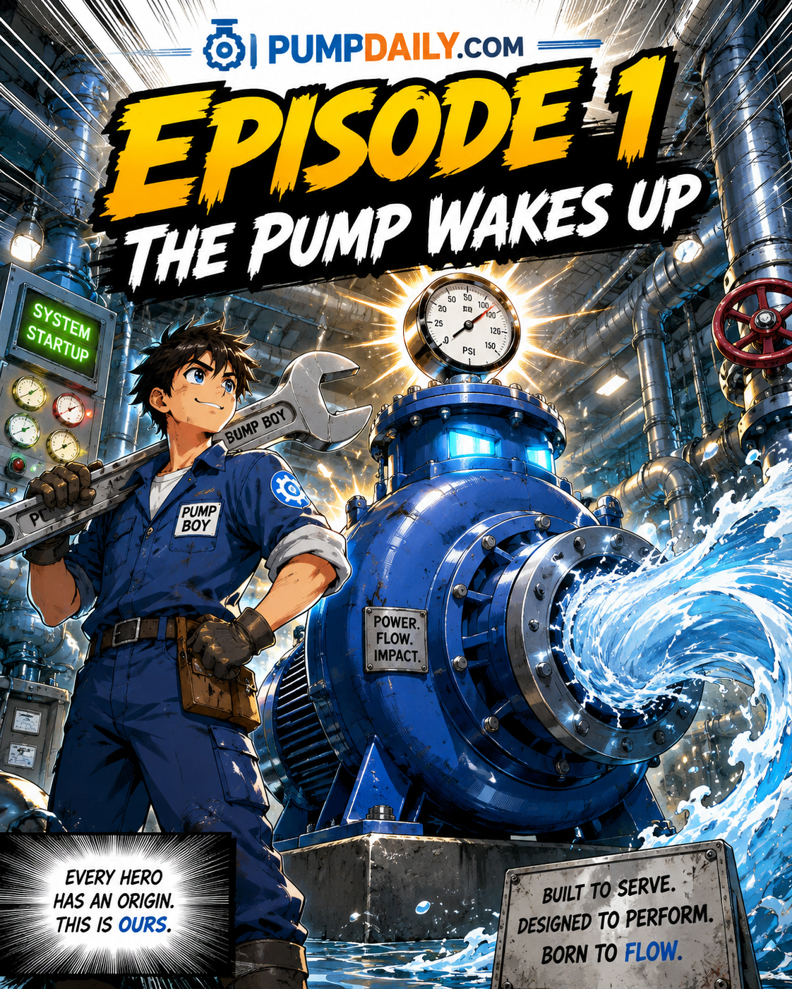 Episode 1 cover showing the pump waking up