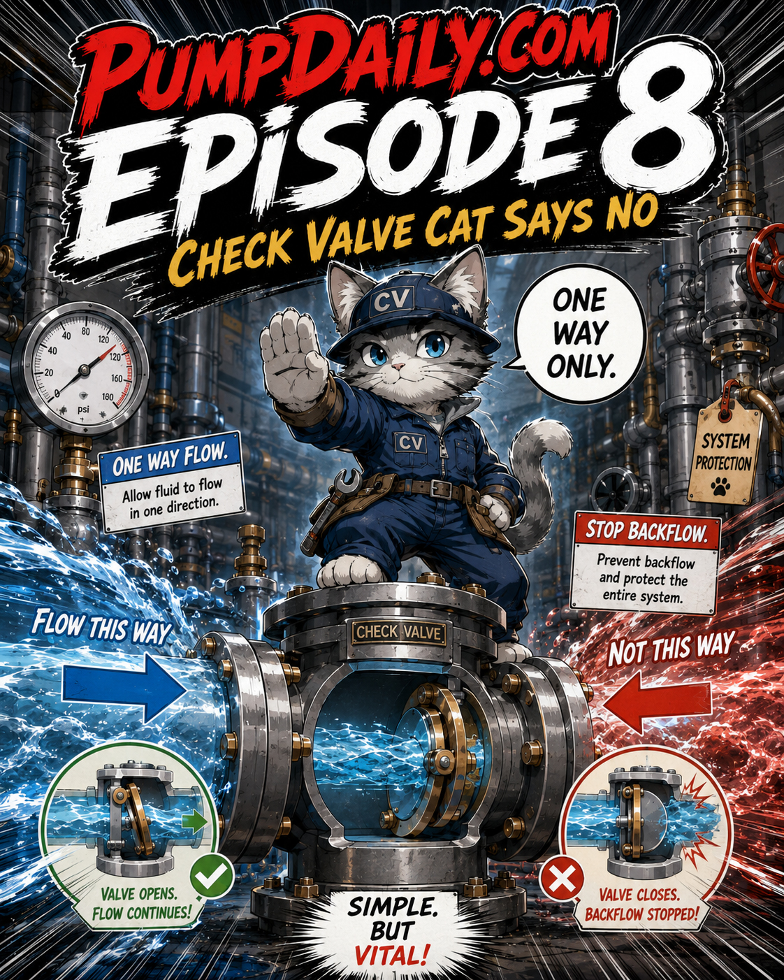 Episode 8 cover: Check Valve Cat Says No