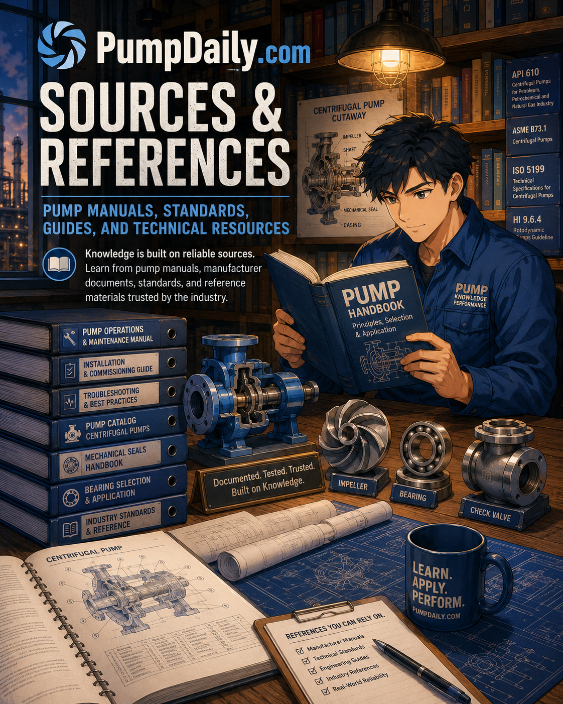 PumpDaily sources library with pump manuals, code books, drawings, and technical documents